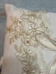 Wedding His/Her Ring Pillow Beaded & Embroidered Beautiful