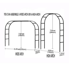 Adorox 7.8ft Garden Arch Trellis Black Metal Wedding Climbing Plants