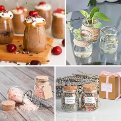 40 Pack Glass Favor Jars with Cork Lid, 3.4 oz Small Glass Bottles for Wedding