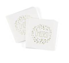100 Pcs. Gold Foil Cheers Cocktail Napkins Birthday Party, Shower or Wedding