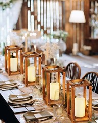 Rustic Wooden Lantern Centerpieces 16pcs Wedding Party Table Decor Flameless LED