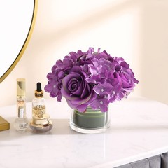 GreenHouzz Artificial Rose and Hydrangea Silk Flower Centerpieces Faux Floral…