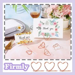 Gold Table Number Place Card Holders 32 PCS, Heart Shape Photo Card Stand
