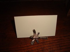 MICHAEL ARAM SET OF 4 DRAGONFLY PLACE CARD HOLDER WITH CARDS USED ONCE!