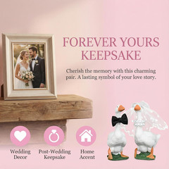 Couple Goose Wedding Cake Topper Handmade Goose Figurines Bride Groom Engagement