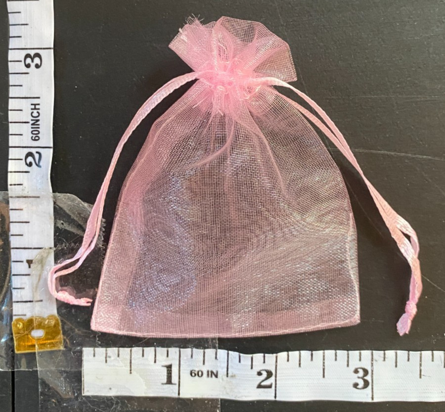 5 pcs Small Pink Organza Drawstring Bag Jewelry Gift Pouch for Wedding, Birthday
