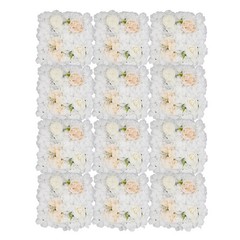 12PCS White Silk Artificial Flower Wall Panels Backdrop With 100 Cable Ties