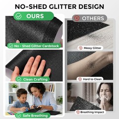 BOOKNOW 27 Sheets Black Glitter Cardstock Paper, 8.27″ x 11.7″ Medium,