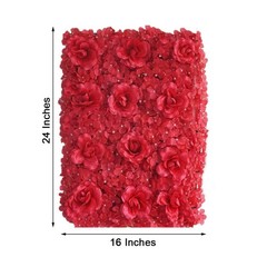 Red Silk Roses Hydrangea 11 sq ft UV Protected Wall Backdrop Vertical Panels