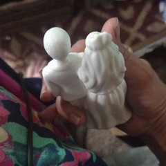 White Porcelain Bride & Groom Wedding Cake Topper Figurine, Romantic Couple