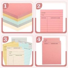 100 Pieces Colorful Library Pockets 9 X 11.5 Cm/ 3.5 X 4.5 Inches, Multicolor