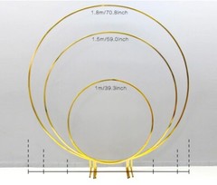 Circle Gold-Plated Shiny Wrought Iron Round Flower Stand Wedding Arch Props Deco