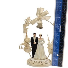Vintage Wedding Cake Topper Bride and Groom Brown Hair Brunette 1950s