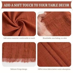 12.5″ Rustic Gauze Table Decor Placemat Napkin with Fringe