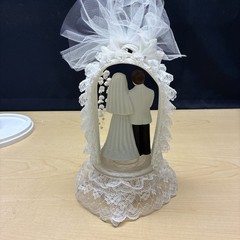 New Vintage Wilton Tender Love Wedding Cake Top, White coat, Black pants