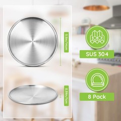 Offiper Stainless Steel Plates 8 Pack 5.5 Inch 30418/8 Metal Food Serving Plate