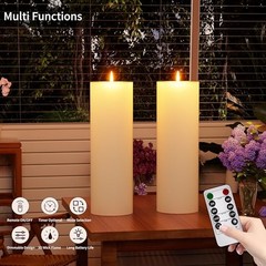 14″ x 4″ Large Outdoor Candle with Timer Waterproof Flickering 14in-1Pack White