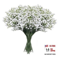 Babys Breath Artificial Flowers,18 Pcs Gypsophila Faux Flowers for 18pcs White