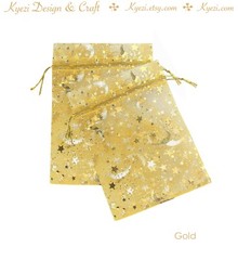 9×12 cm Star and Moon Organza Gift Bags Drawstring Wedding Favor Jewelry Pouches