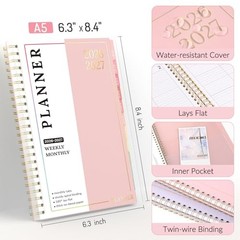 Teacher Planner 2026-2027, Academic Planner 2026-2027, Jul 6.3″ x 8.5″ Pink