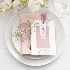 Dusty Rose Name Place Cards Chiffon Ribbon 1.57×3.54 Inch Wedding 50 PCS