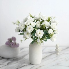 IVORY 4 Bushes 12″ Silk Roses Artificial FLOWERS Bouquets Party Home Decorations