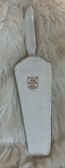 P.A.R.I.S.2 Forcelain France White Porcelain Cake Knife Server Gold Accents Read