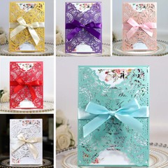 100x Wedding Invitation Cards Laser Cut Hollow Out Romantic Holiday Party Floral