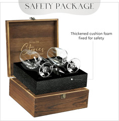Mr and Mrs Wine Glass Gift Set with Opener Stopper and Wooden Box