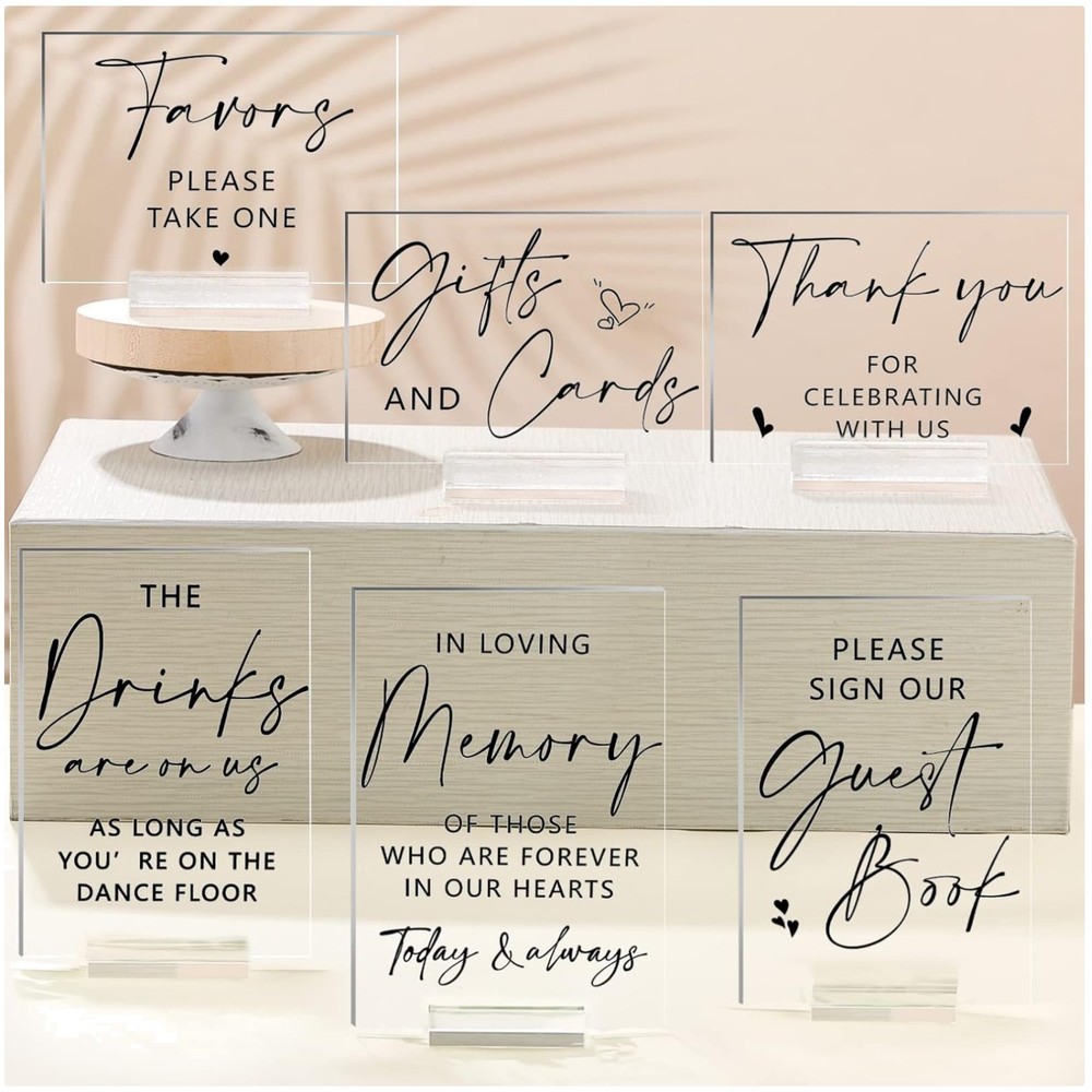 Elegant Wedding Signage Set – 6 Pcs Clear Acrylic