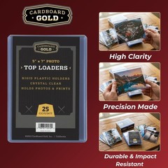 Cardboard Gold 5×7 Top Loaders for Cards – Clear Rigid PVC Toploader – Holds …