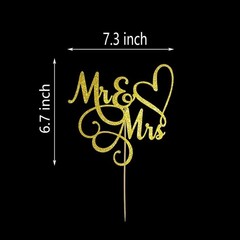 Gold Glitter Mr and Mrs Cake Topper for Weddings and Engagements