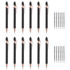 12 PCS 2 in 1 Stylus Ballpoint Pen with Stylus Tip, 1.0 mm Black Ink Metal Pe…