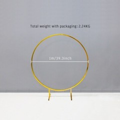 Circle Gold-Plated Shiny Wrought Iron Round Flower Stand Wedding Arch Props Deco