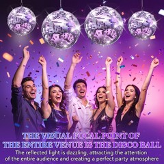 2/3 Pcs Large Disco Ball Mirror Big Hanging Glass for Party Events Wedding