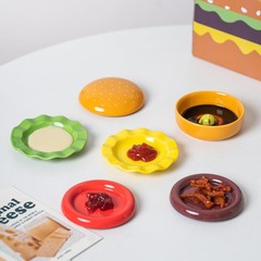 Tuchaca Mini Ceramic Sauce Plates Sets 6 Pieces Cute Hamburg Style Dessert