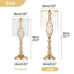 NUPTIO 2 Pcs Crystal Flower Stand Wedding Centerpieces for Tables, 21.7in/55c…