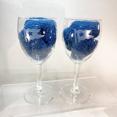 Set of Etched Glass Wedding Texas Lone Star State Champagne Wedding Goblets