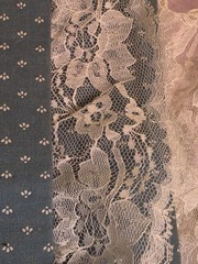 VTG Blue Floral Fabric Lace Photo Album Cottagecore Shabby Chic Slip-In Pages