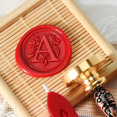 Wax Seal Stamp Kit Letter A Initial Brass Stamp with Red Wax Candle Gift Box