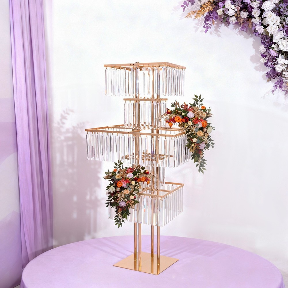 5-Tier Flower Stand Square Flower Vase Stand for Wedding Birthday Party Events