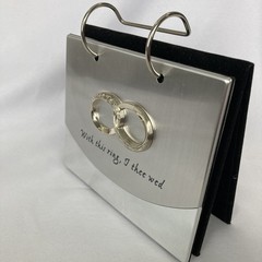 Malden Photo Album Silver Tone 4×6 Wedding Flip Display ~ With This Ring