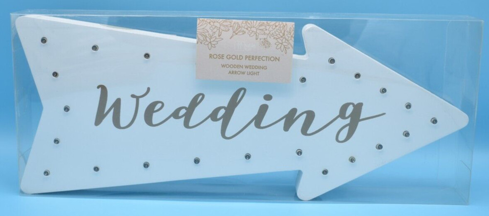 Wedding Directional Sign Wall Arrow w/ LED Lights / Pack of 3 / 14.5″L x 5.5″H