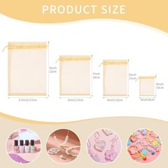 50PCS Organza Bags 5×7, Small Mesh Gift Bags Drawstring Cute Sheer 5″x7″ Gold