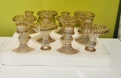 Set Of 12 Reversible Gold Glass Candle Holder Taper Votive Wedding Decor