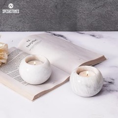 Marble Tealight Candle Holder 3.5 Inch White Gifts, Stone Holders 3.5 inches