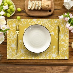 Artoid Mode Yellow Bloom Flowers Floral 12″ x 18″, Rectangular 4 Pcs,