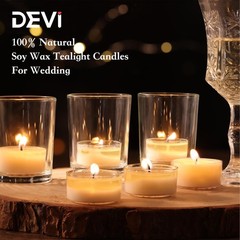 6 Hour Soy Tea Lights Candles 50 Pack, Unscented Long Burning 50 White