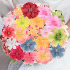 100Pcs Fake Silk Flower Heads, Artificial Cherry Blossom Wedding, Yellow/Green