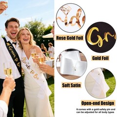 Docooniver 2 Pack Bride and Groom to be Sash Set Bachelorette White&black